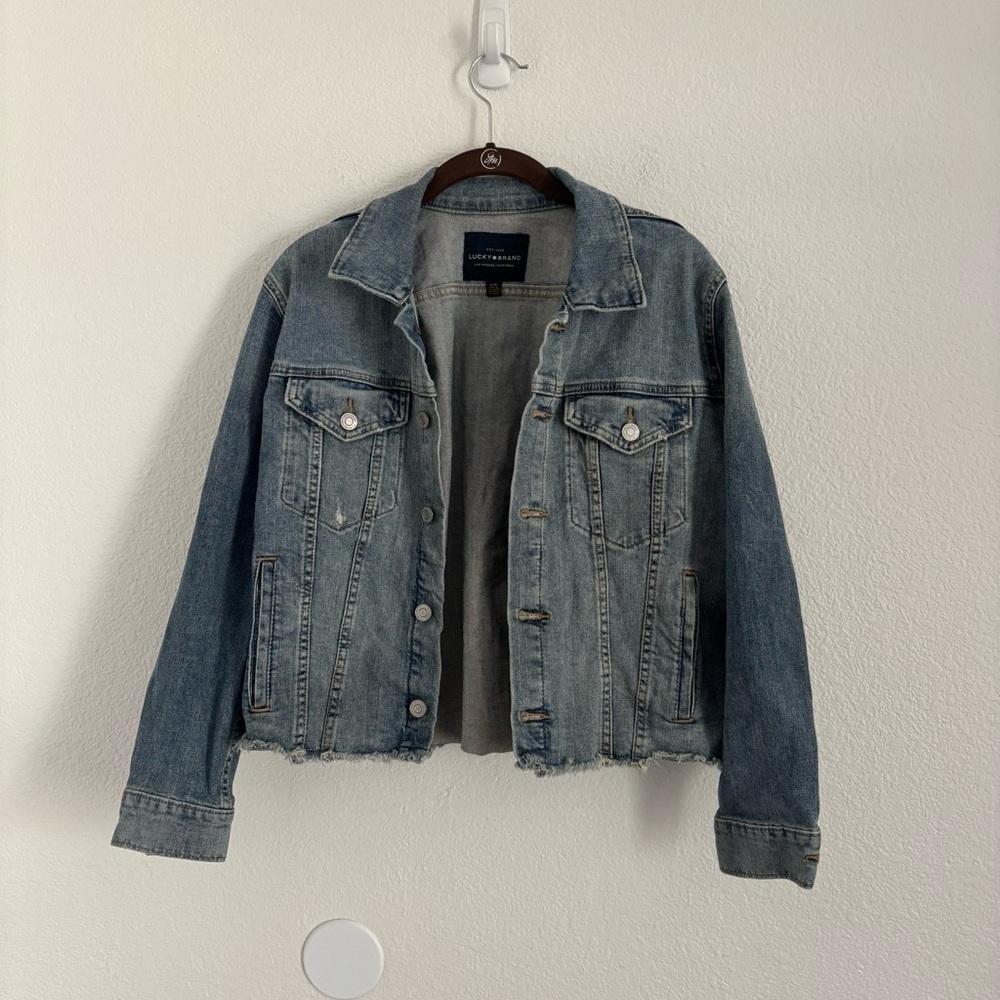 Lucky Brand Women's Size Large Blue The Tomboy Trucker Denim Jacket